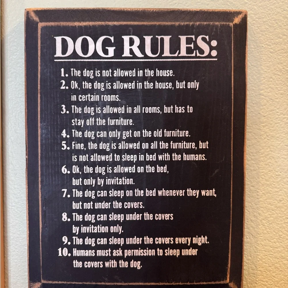 Dog Rules Decorative Sign - Black